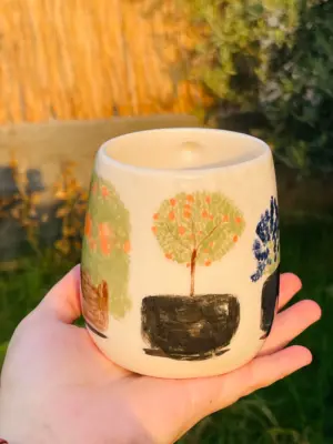Saksıda Çiçekler Mug - el yapımı seramik