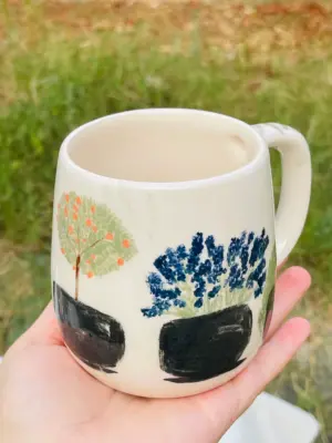 Saksıda Çiçekler Mug - el yapımı seramik, görsel 2
