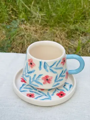 Flora Fincan Takımı - el yapımı seramik, görsel 2