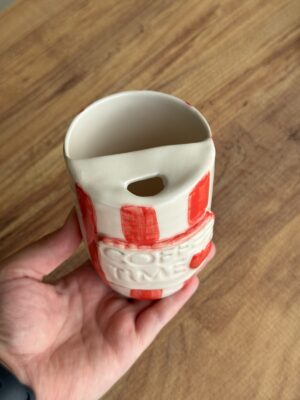 Kırmızı Büyük Boy Mug - el yapımı seramik, görsel 2