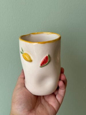 Karpuzlu Büyük Boy Mug - el yapımı seramik kupa | Sen'Arte