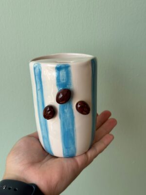 Mavi Büyük Boy Mug - el yapımı seramik kupa detayı | Sen'Arte