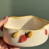 Limonlu Çilekli Kase - el yapımı seramik kase detayı | Sen'Arte